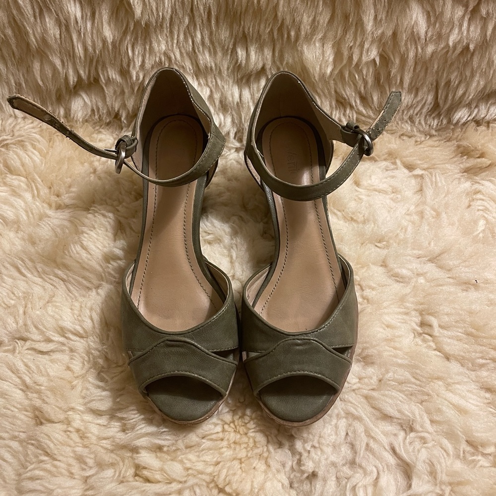 Green block heels